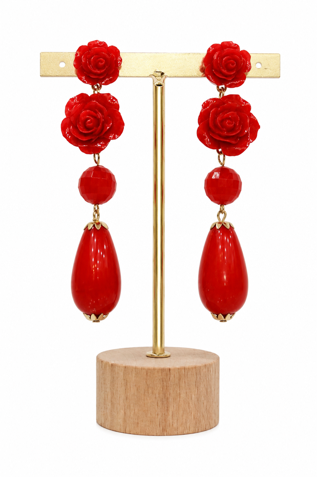 Pendientes Rosas Rojas