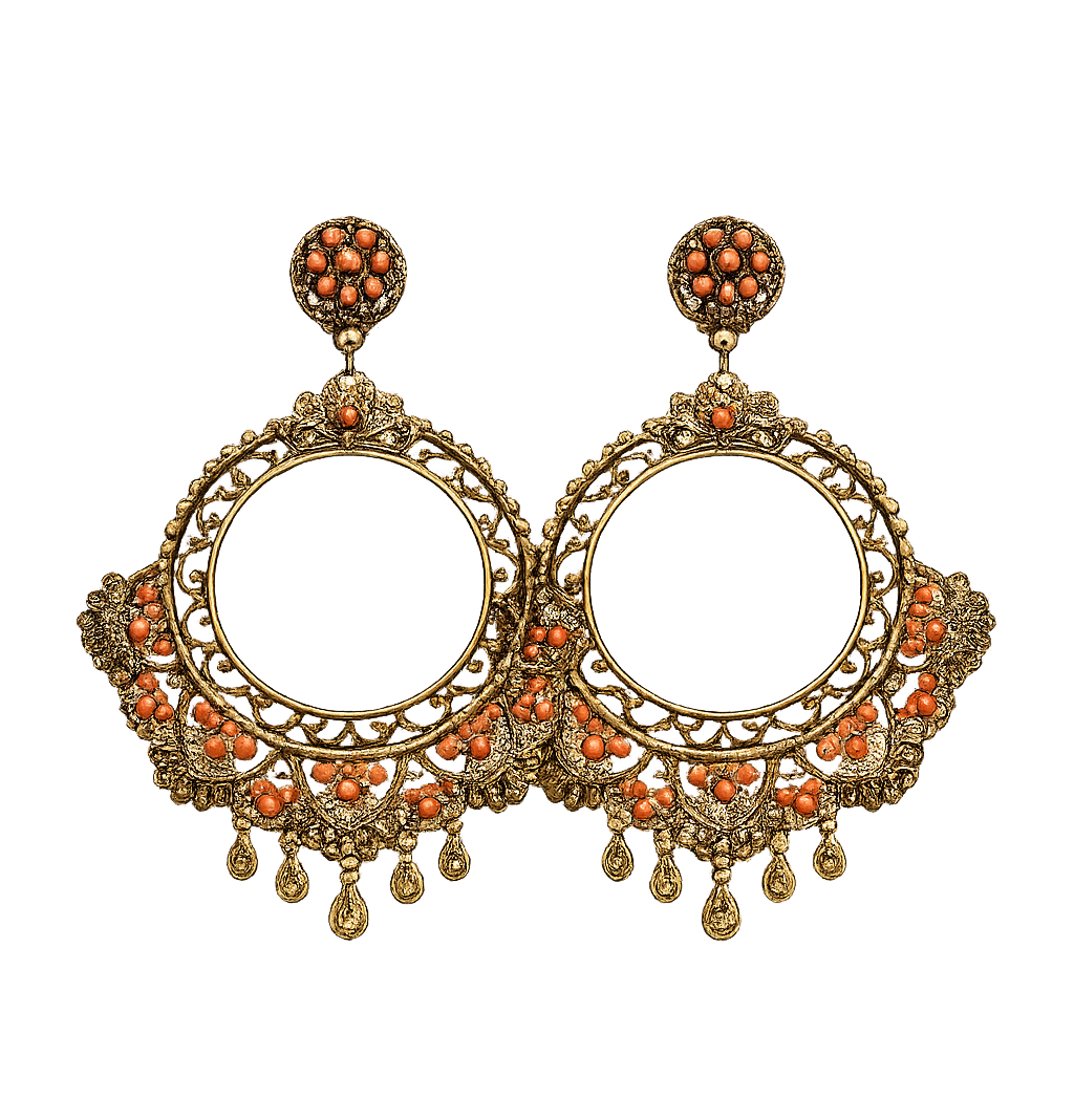 Pendientes Aro Filigrana Coral