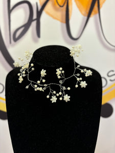 Choker flor perla