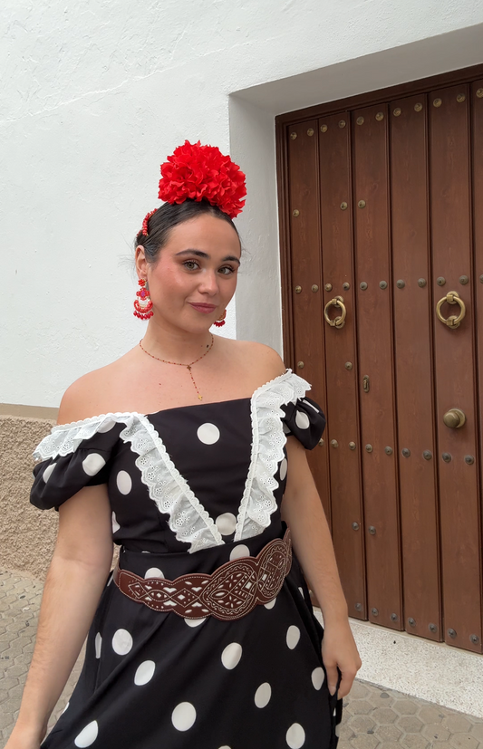 Bata Lunares Negro y Blanco