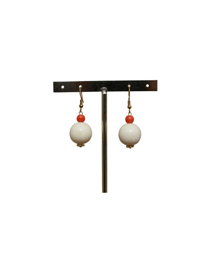 Pendientes Hueso Redondos Naranja