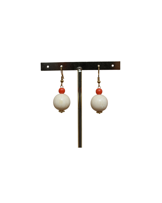 Pendientes Hueso Redondos Naranja