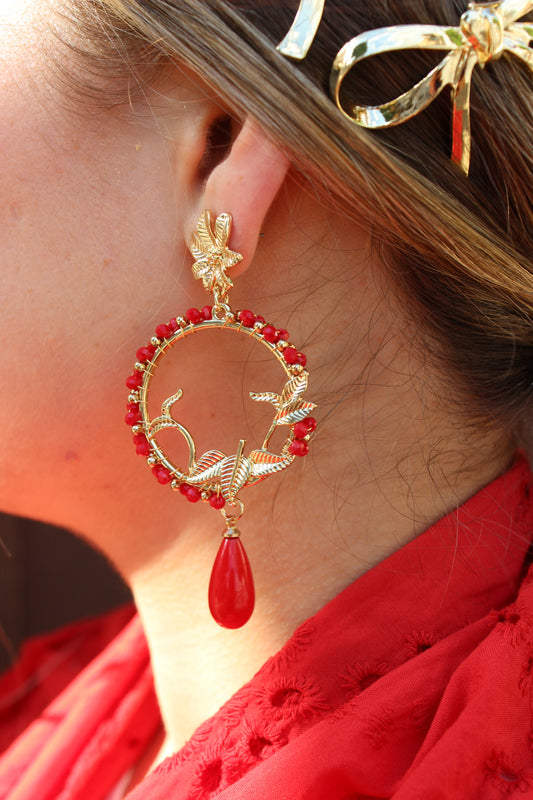 Pendientes Hoja Rojos