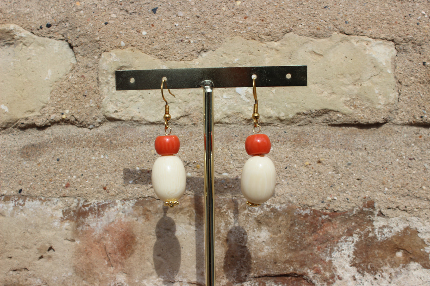 Pendientes Hueso Ovalado Naranja