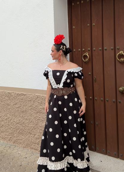 Bata Lunares Negro y Blanco