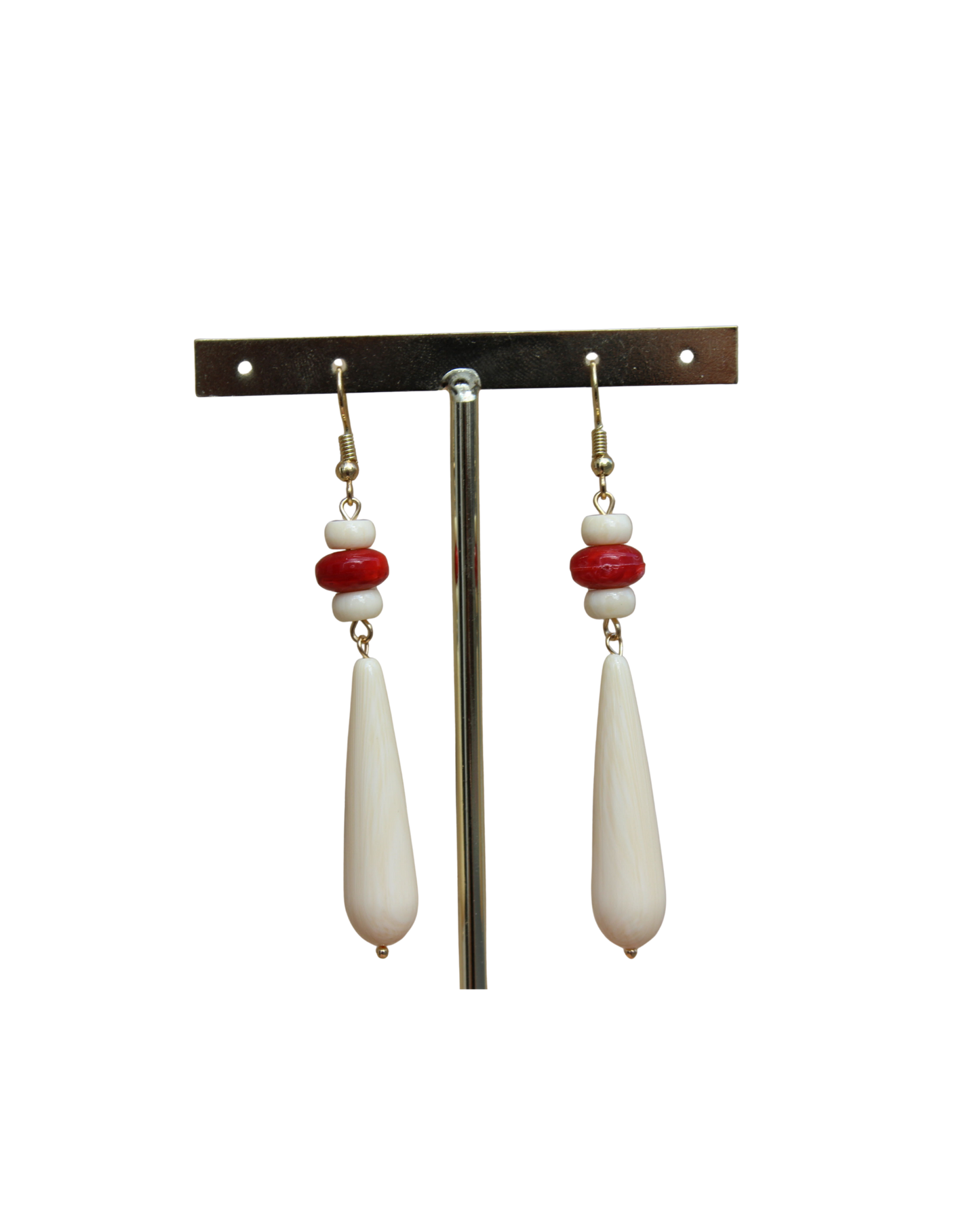 Pendientes Hueso Largo Rojo