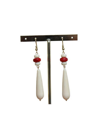 Pendientes Hueso Largo Rojo