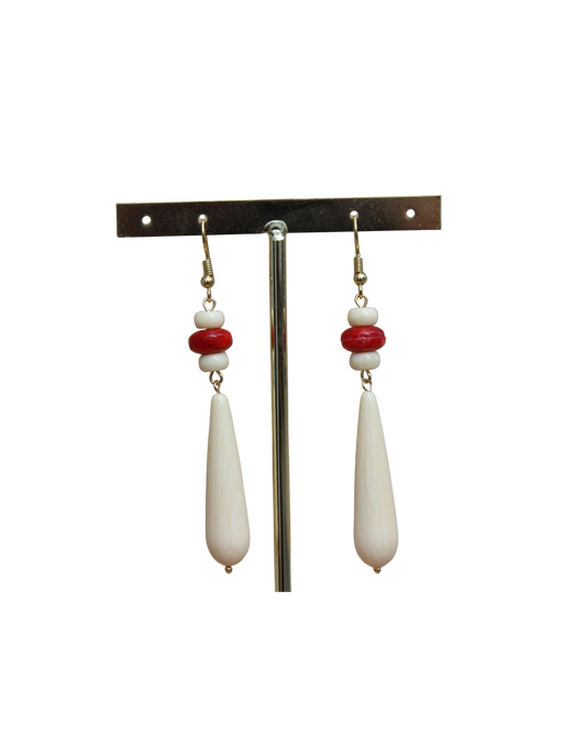 Pendientes Hueso Largo Rojo