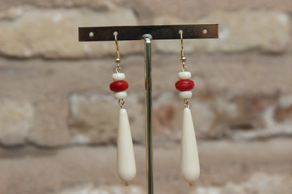 Pendientes Hueso Largo Rojo