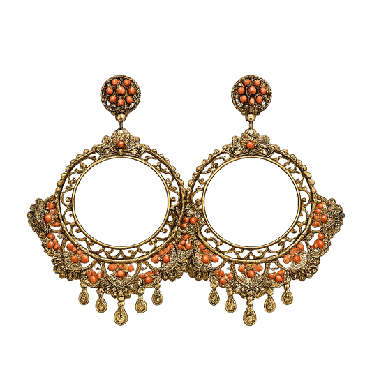 Pendientes Aro Filigrana Coral