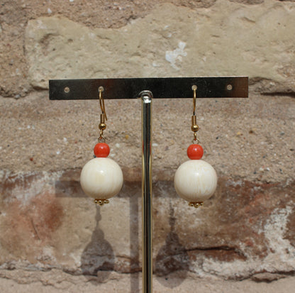 Pendientes Hueso Redondos Naranja