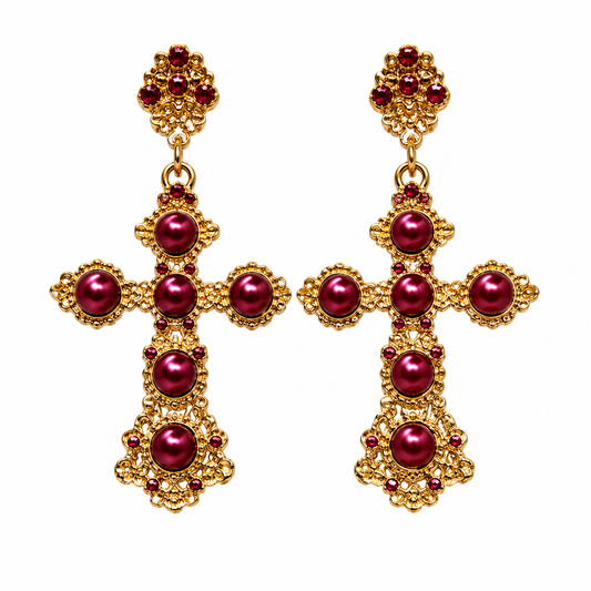 Pendientes Cruz Granate