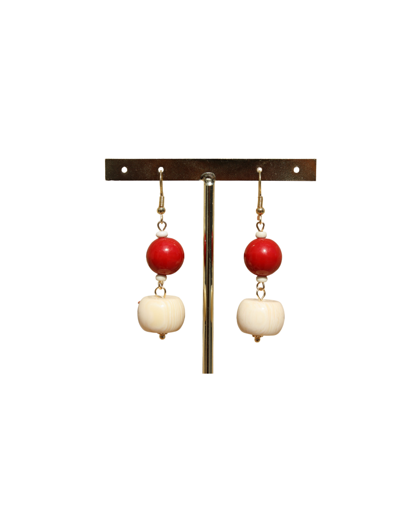 Pendientes Hueso Dobles Rojos