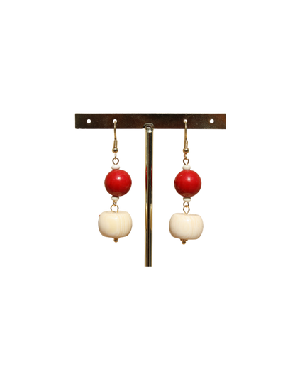Pendientes Hueso Dobles Rojos