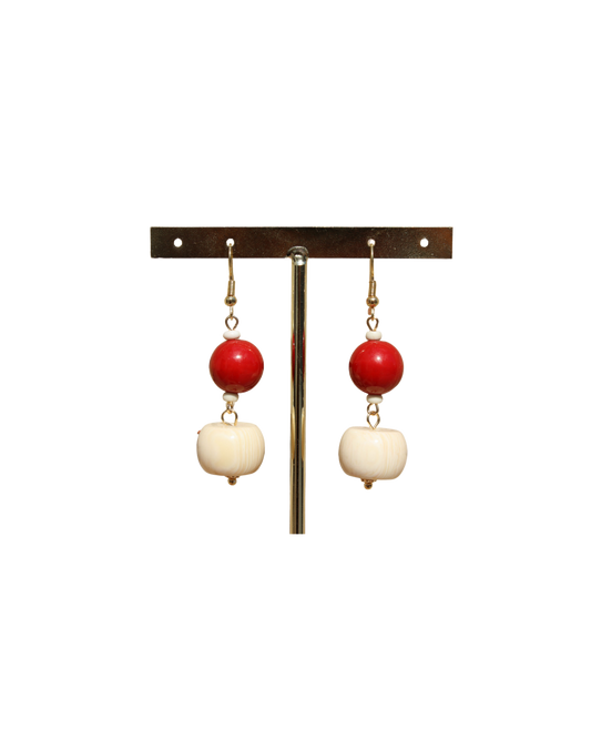 Pendientes Hueso Dobles Rojos