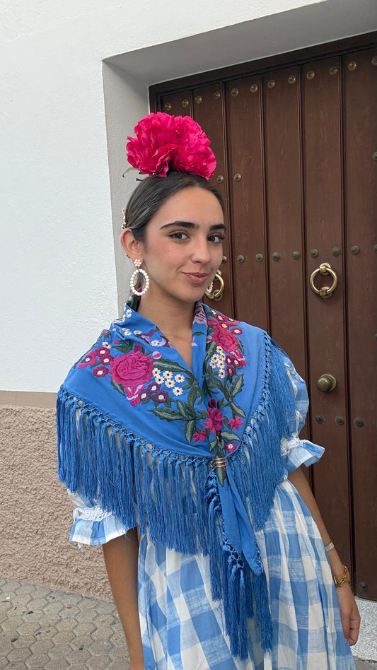 Mantoncillo Azul Flores Buganvilla