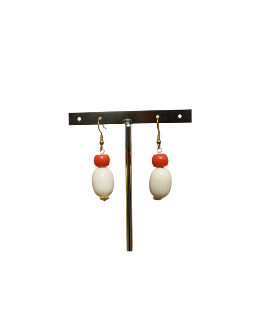 Pendientes Hueso Ovalado Naranja
