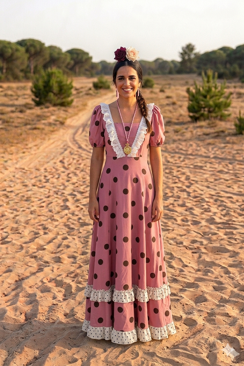 Bata Lunares Rosa Empolvado